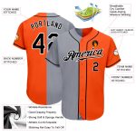 Personalized Orange Black-Gray Authentic Split Fashion Baseball Jersey Team Custom Name and Number