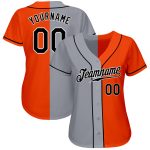 Personalized Orange Black-Gray Authentic Split Fashion Baseball Jersey Team Custom Name and Number