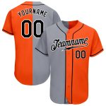 Personalized Orange Black-Gray Authentic Split Fashion Baseball Jersey Team Custom Name and Number