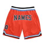 Personalized Orange Black-Light Blue Authentic Throwback Basketball Shorts Team Custom Name and Number