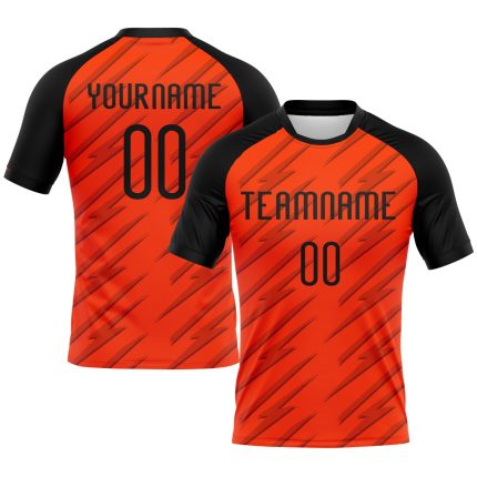 Personalized Orange Black Line Sublimation Volleyball Uniform Jersey Team Custom Name and Number