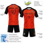 Personalized Orange Black Line Sublimation Volleyball Uniform Jersey Team Custom Name and Number
