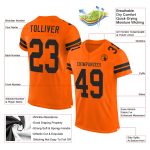 Personalized Orange Black Mesh Authentic Football Jersey Team Custom Name and Number