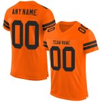 Personalized Orange Black Mesh Authentic Football Jersey Team Custom Name and Number