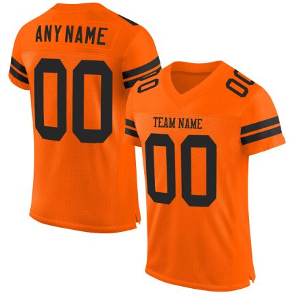 Personalized Orange Black Mesh Authentic Football Jersey Team Custom Name and Number