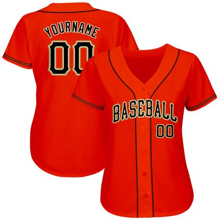 Personalized Orange Black-Old Gold Authentic Baseball Jersey Team Custom Name and Number
