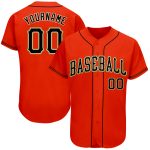 Personalized Orange Black-Old Gold Authentic Baseball Jersey Team Custom Name and Number