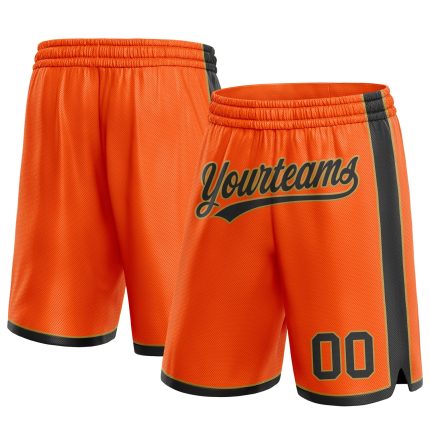 Personalized Orange Black-Old Gold Authentic Basketball Shorts Team Custom Name and Number