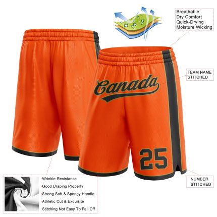 Personalized Orange Black-Old Gold Authentic Basketball Shorts Team Custom Name and Number