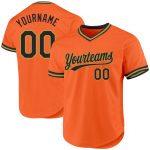 Personalized Orange Black-Old Gold Authentic Throwback Baseball Jersey Team Custom Name and Number
