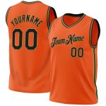 Personalized Orange Black-Old Gold Authentic Throwback Basketball Jersey