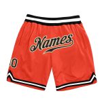 Personalized Orange Black-Old Gold Authentic Throwback Basketball Shorts Team Custom Name and Number