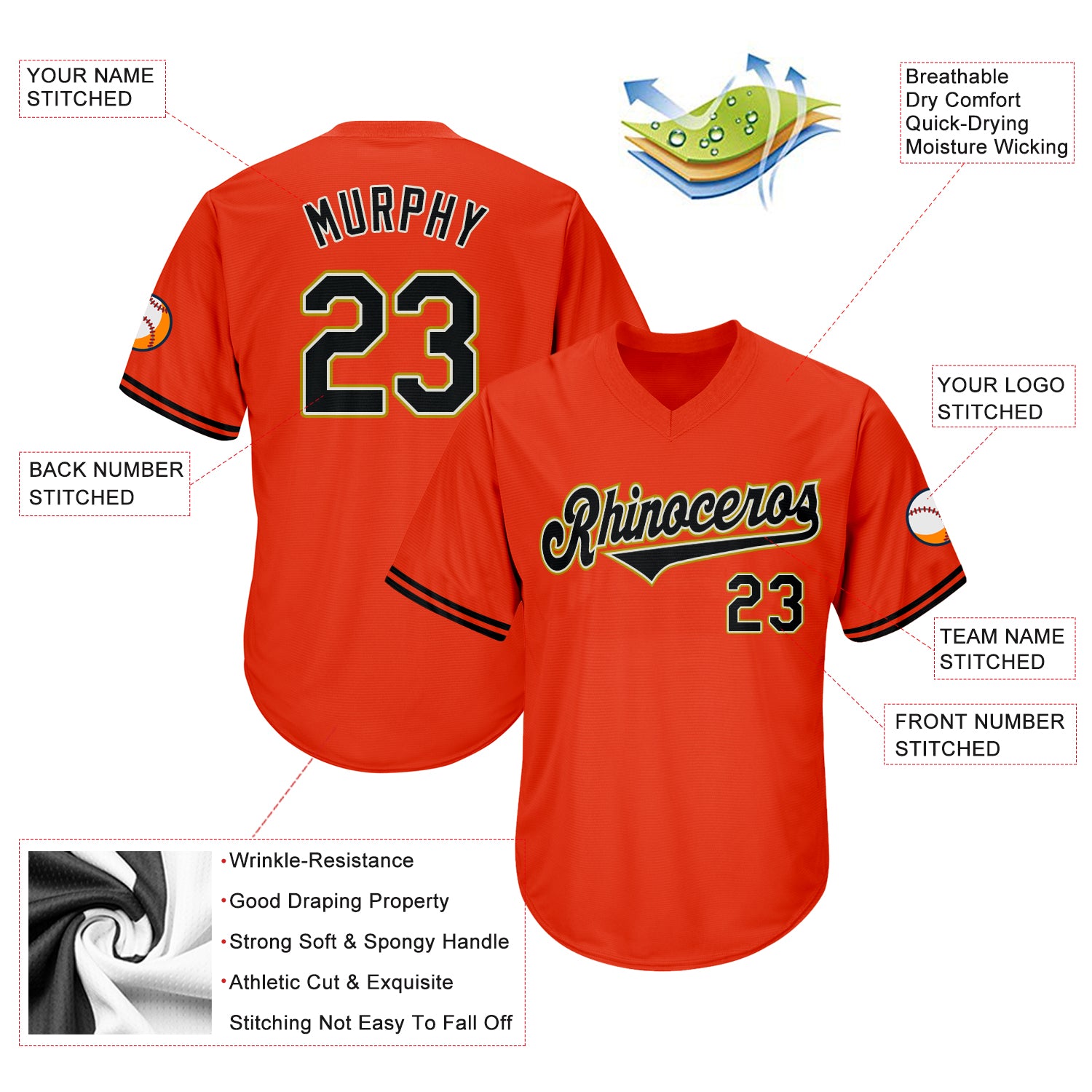 Personalized Orange Black-Old Gold Authentic Throwback Rib-Knit Baseball Jersey Shirt Team Custom Name and Number Personalized Orange Black-Old Gold Authentic Throwback Rib-Knit Baseball Jersey Shirt Team Custom Name and Number - Image 4