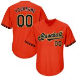 Personalized Orange Black-Old Gold Authentic Throwback Rib-Knit Baseball Jersey Shirt Team Custom Name and Number