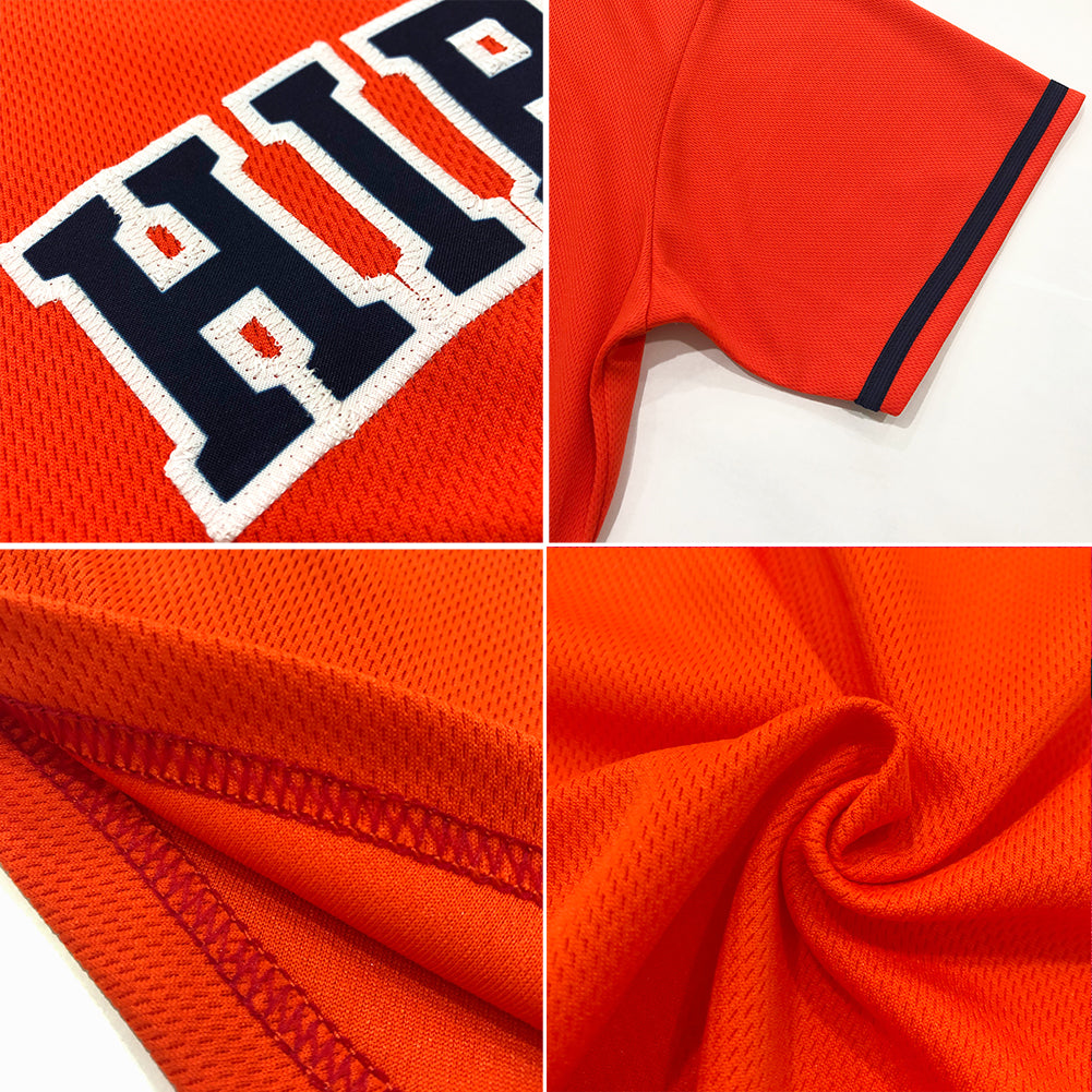 Personalized Orange Black-Old Gold Authentic Throwback Rib-Knit Baseball Jersey Shirt Team Custom Name and Number Personalized Orange Black-Old Gold Authentic Throwback Rib-Knit Baseball Jersey Shirt Team Custom Name and Number - Image 7