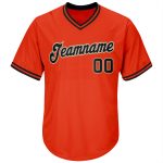 Personalized Orange Black-Old Gold Authentic Throwback Rib-Knit Baseball Jersey Shirt