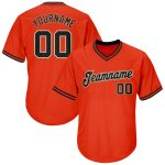 Personalized Orange Black-Old Gold Authentic Throwback Rib-Knit Baseball Jersey Shirt