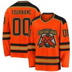 Personalized Orange Black-Old Gold Hockey Jersey