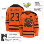 Personalized Orange Black-Old Gold Hockey Jersey