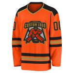 Personalized Orange Black-Old Gold Hockey Jersey