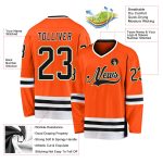 Personalized Orange Black-Old Gold Hockey Jersey Team Custom Name and Number