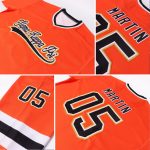 Personalized Orange Black-Old Gold Hockey Jersey Team Custom Name and Number