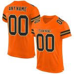 Personalized Orange Black-Old Gold Mesh Authentic Football Jersey Team Custom Name and Number