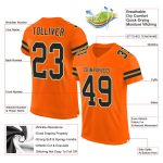 Personalized Orange Black-Old Gold Mesh Authentic Football Jersey Team Custom Name and Number