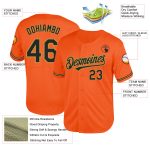 Personalized Orange Black-Old Gold Mesh Authentic Throwback Baseball Jersey Team Custom Name and Number