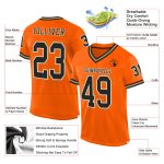 Personalized Orange Black-Old Gold Mesh Authentic Throwback Football Jersey