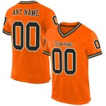 Personalized Orange Black-Old Gold Mesh Authentic Throwback Football Jersey