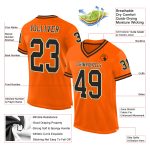Personalized Orange Black-Old Gold Mesh Authentic Throwback Football Jersey Team Custom Name and Number