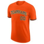 Personalized Orange Black-Old Gold Performance T-Shirt Team Custom Name and Number
