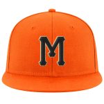 Personalized Orange Black-Old Gold Stitched Adjustable Snapback Hat Team Custom Name and Number