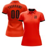 Personalized Orange Black Performance Golf Polo Shirt Team Custom Name and Number