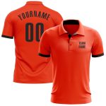 Personalized Orange Black Performance Golf Polo Shirt Team Custom Name and Number