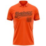 Personalized Orange Black Performance Vapor Golf Polo Shirt Team Custom Name and Number