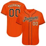 Personalized Orange Black Pinstripe Black-Cream Authentic Baseball Jersey Team Custom Name and Number