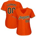 Personalized Orange Black Pinstripe Black-Old Gold Authentic Baseball Jersey Team Custom Name and Number