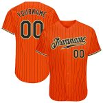 Personalized Orange Black Pinstripe Black-Old Gold Authentic Baseball Jersey Team Custom Name and Number