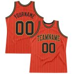 Personalized Orange Black Pinstripe Black-Old Gold Authentic Basketball Jersey