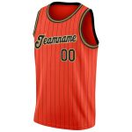 Personalized Orange Black Pinstripe Black-Old Gold Authentic Basketball Jersey Team Custom Name and Number