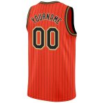 Personalized Orange Black Pinstripe Black-Old Gold Authentic Basketball Jersey Team Custom Name and Number