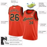 Personalized Orange Black Pinstripe Black-Old Gold Authentic Basketball Jersey Team Custom Name and Number