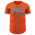 Personalized Orange Black Pinstripe Black-White Authentic Baseball Jersey