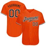 Personalized Orange Black Pinstripe Black-White Authentic Baseball Jersey Team Custom Name and Number