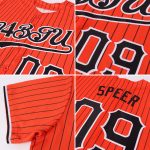 Personalized Orange Black Pinstripe Black-White Authentic Baseball Jersey Team Custom Name and Number