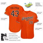 Personalized Orange Black Pinstripe Black-White Authentic Baseball Jersey Team Custom Name and Number