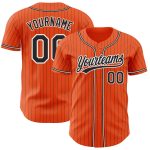Personalized Orange Black Pinstripe Black-White Authentic Baseball Jersey
