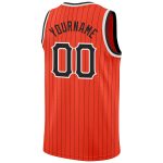 Personalized Orange Black Pinstripe Black-White Authentic Basketball Jersey Team Custom Name and Number